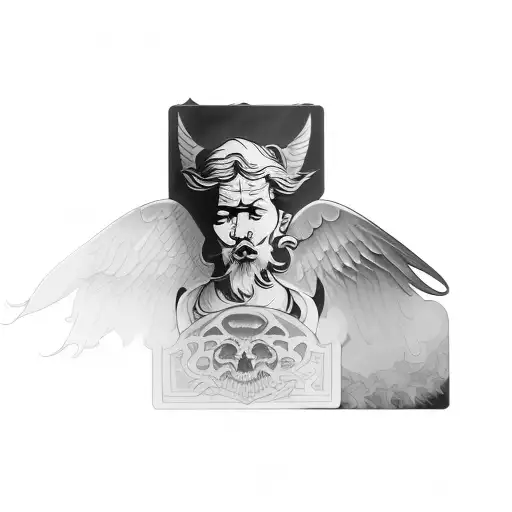 angels and demons Judgement taro card tattoo design idea