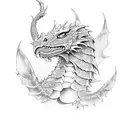 dragon and raven tattoo design idea