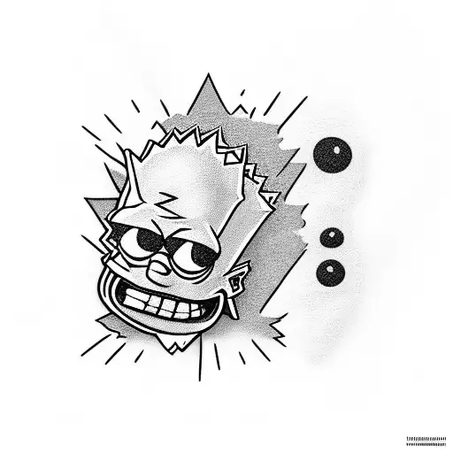 bart simpson black skull with white pattern tattoo design idea