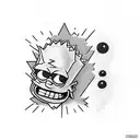 bart simpson black skull with white pattern tattoo design idea