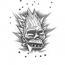 bart simpson black skull with white pattern tattoo design idea
