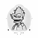 bart simpson black skull with white pattern tattoo design idea