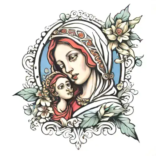 Virgin Mary mother tattoo design idea