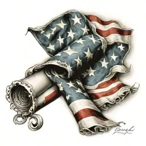 American flag constitution & flag tattoo design idea