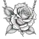 Rose with beads necklace intertwined within tattoo design idea