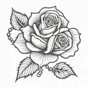 Rose with beads necklace intertwined within tattoo design idea