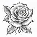 Rose with beads necklace intertwined within tattoo design idea