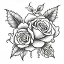 Rose with beads necklace intertwined within tattoo design idea