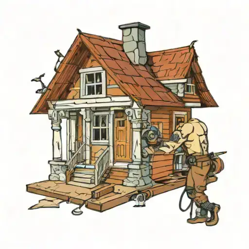 carpenter building and libra  tattoo design idea