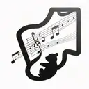 A minimalist tattoo of a silhouette of Pooh Bear sitting on a musical note, combining your love for Pooh Bear and music tattoo design idea