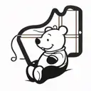 A minimalist tattoo of a silhouette of Pooh Bear sitting on a musical note, combining your love for Pooh Bear and music tattoo design idea