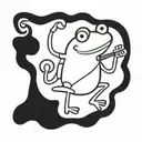 musical frog tattoo design idea