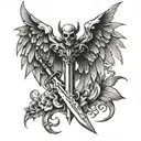 Demon daggers from Lucifer with angel wings tattoo design idea