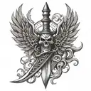 Demon daggers from Lucifer with angel wings tattoo design idea