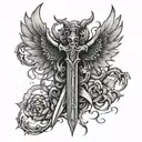 Demon daggers from Lucifer with angel wings tattoo design idea