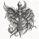 Demon daggers from Lucifer with angel wings tattoo design idea