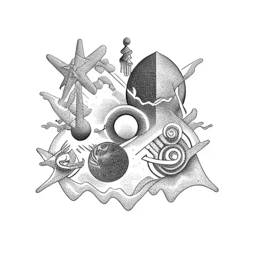 Explore the mysteries of the universe through a cosmic beach scene tattoo design idea