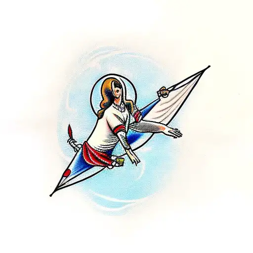 A tattoo of the Virgin Mary hang gliding tattoo design idea