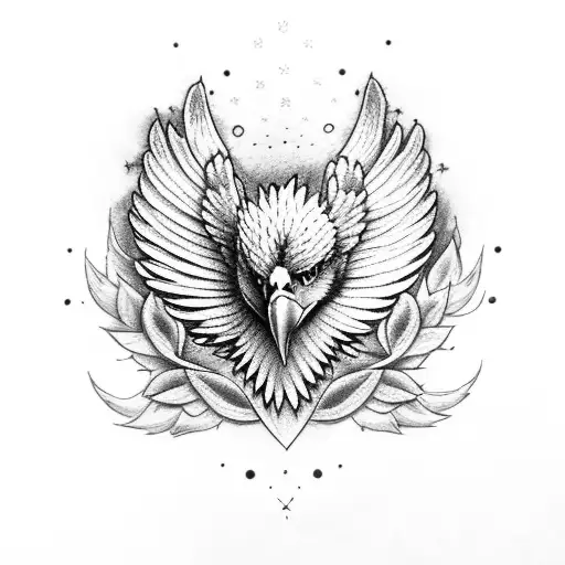 eagle with wings and roses tattoo design idea