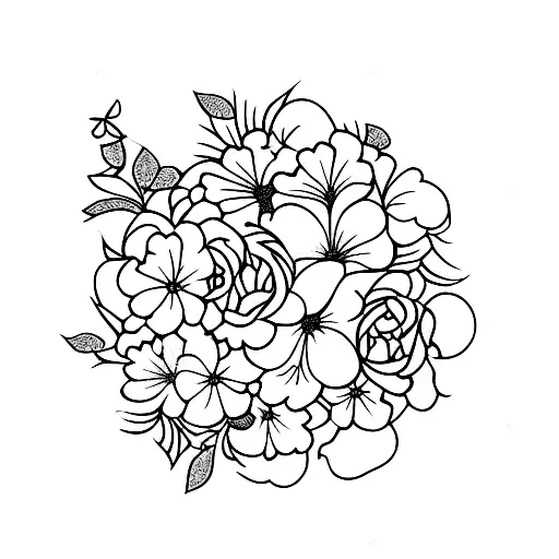 wine bottle with hydrangeas inside tattoo design idea