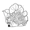 wine bottle with hydrangeas  tattoo design idea