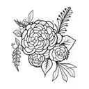 wine bottle with hydrangeas  tattoo design idea