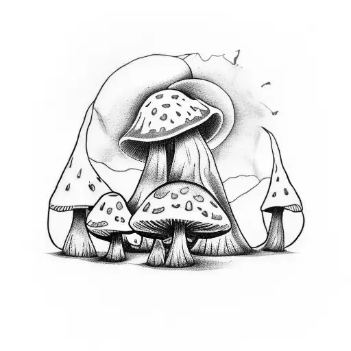 A tattoo showcasing a Georgia peach morphing into a mushroom tattoo design idea