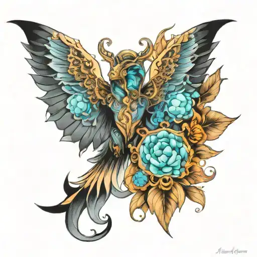 aura and opal tattoo design idea