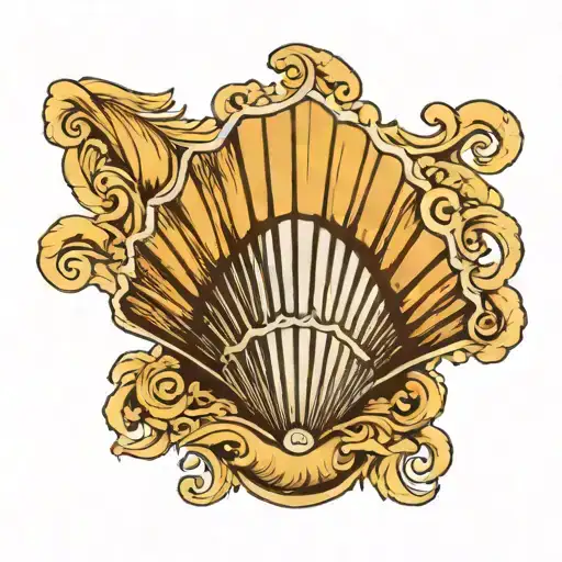 scallop shell with a scroll underneath tattoo design idea