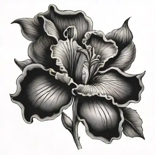  iris and rose flowers wrapped tightly tattoo design idea