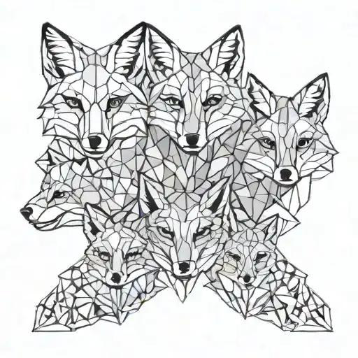 five fox family   tattoo design idea