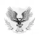 american eagle with wings spread out and holding 1911 pistols in both claws tattoo design idea