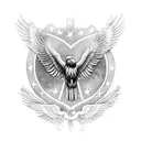 american eagle with wings spread out and holding 1911 pistols in both claws tattoo design idea