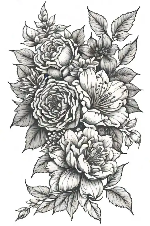 November  April and September birth flower tattoo design idea