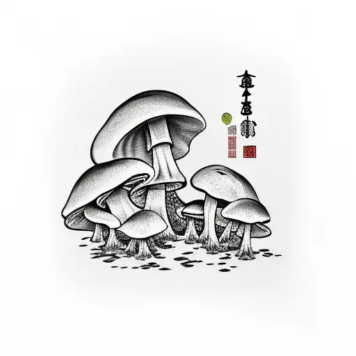 mushroom frog tattoo design idea