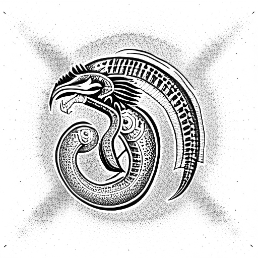 quetzalcoatl feathered serpent tattoo design idea