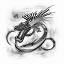 feathered serpent  tattoo design idea