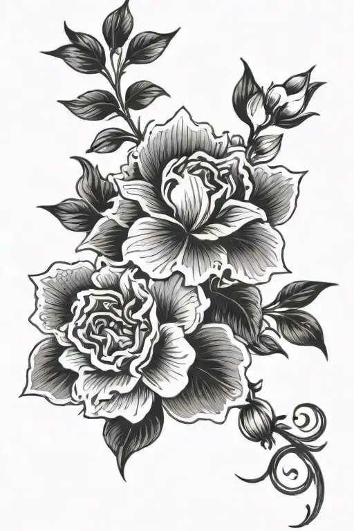thin black and white floral pattern spine tattoo tattoo design idea