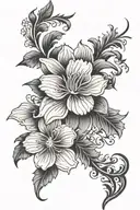 thin black and white floral pattern spine tattoo tattoo design idea