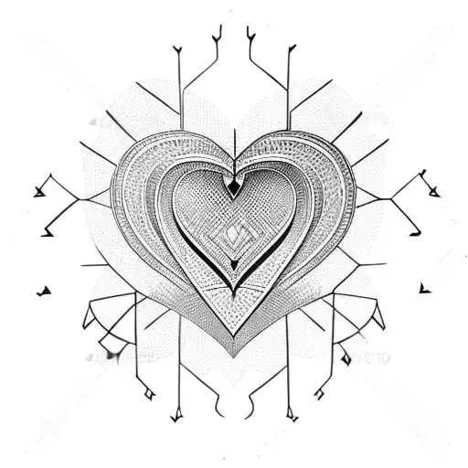 a heart made with neo tribal shapes with sharp endings tattoo design idea