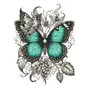 poison tree roots, butterfly, eclipse merging tattoo design idea