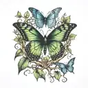 poison tree roots, butterfly, eclipse merging tattoo design idea
