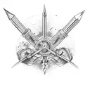 hand holding wand tattoo design idea