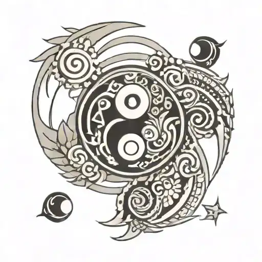 yin Yang with Aztec pattern incorporated  tattoo design idea