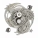 yin Yang with Aztec pattern incorporated  tattoo design idea