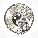 yin Yang with Aztec pattern incorporated  tattoo design idea