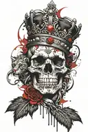 skull and lion wearing a crown tattoo design idea