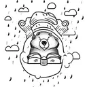 A tattoo of a bear reading a book under a rain cloud tattoo design idea