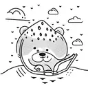 A tattoo of a bear reading a book under a rain cloud tattoo design idea