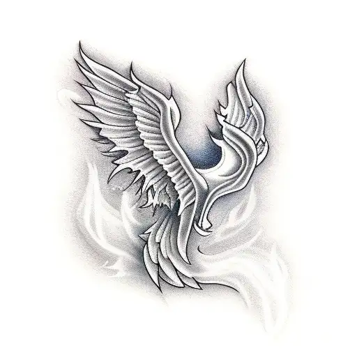 Pheonix with flames tattoo design idea